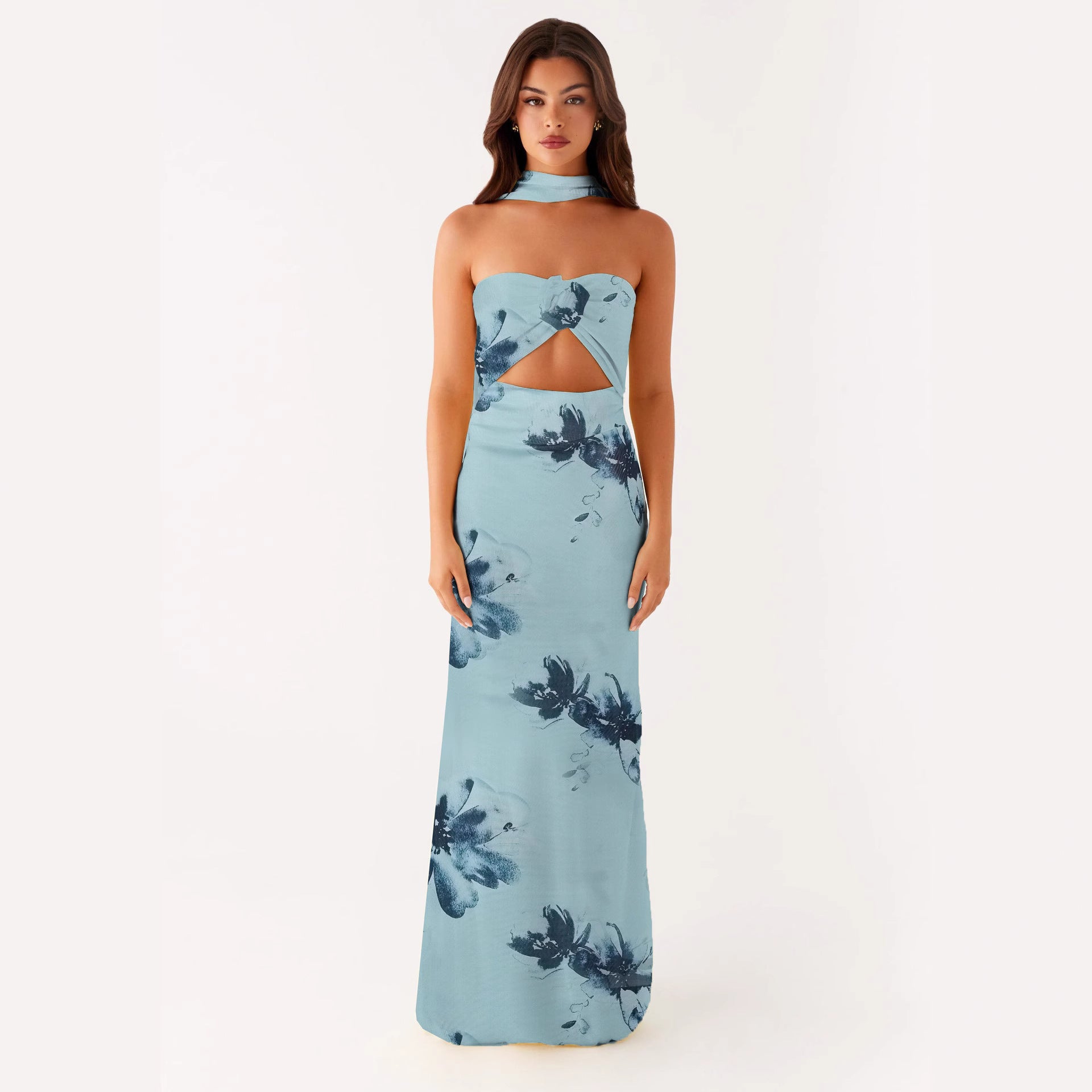 Floral Cut Out Backless Summer Dress