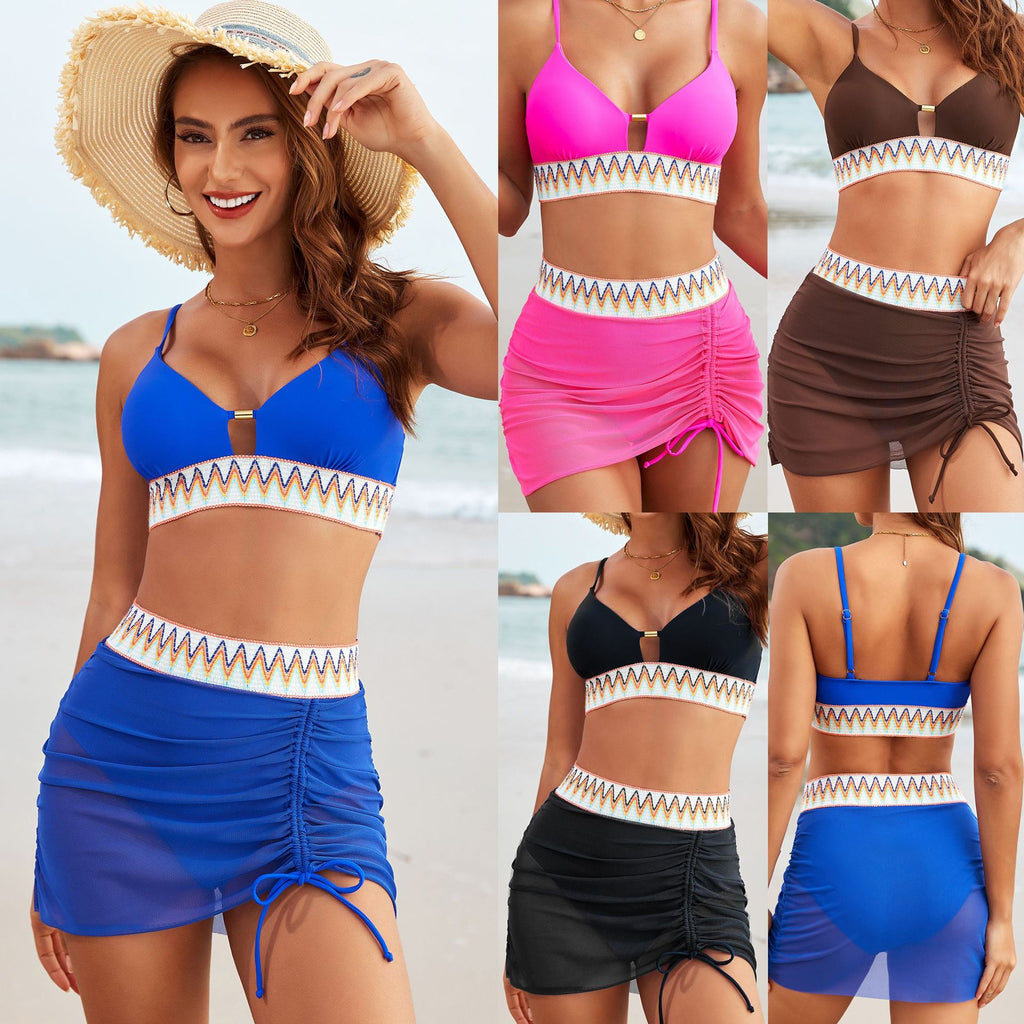 Two Piece Swimsuit Bikini with Mesh Skirt