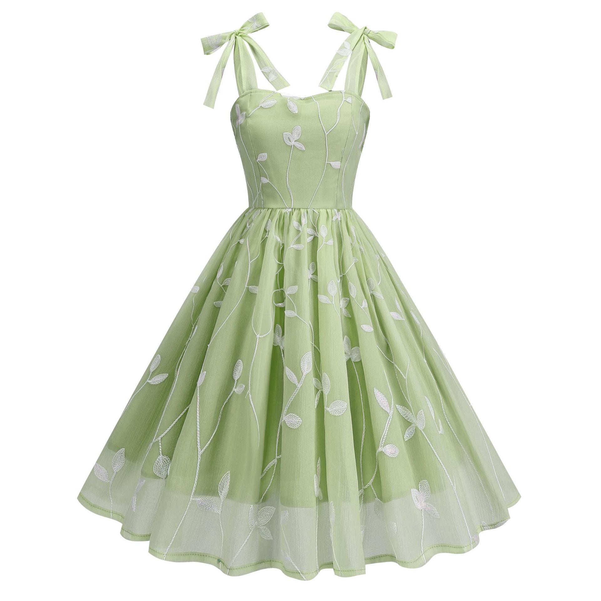 Vintage Embroidery Suspender Dress